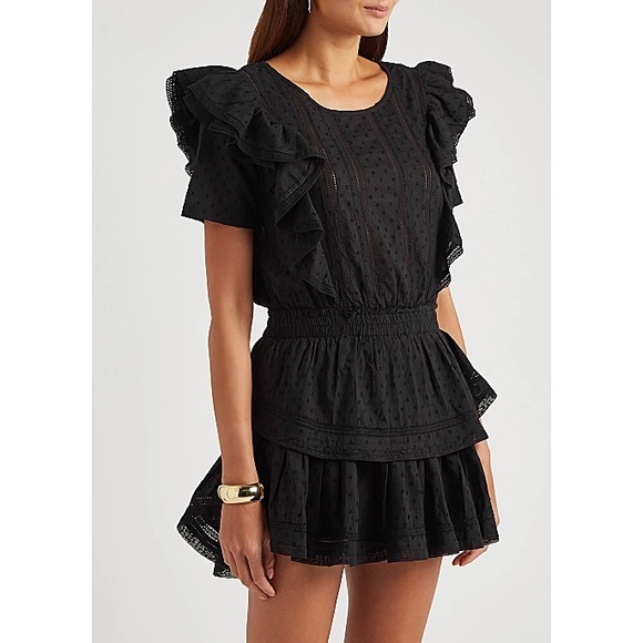 LoveShackFancy Black Ruffle Mini Dress - Picture 3 of 6